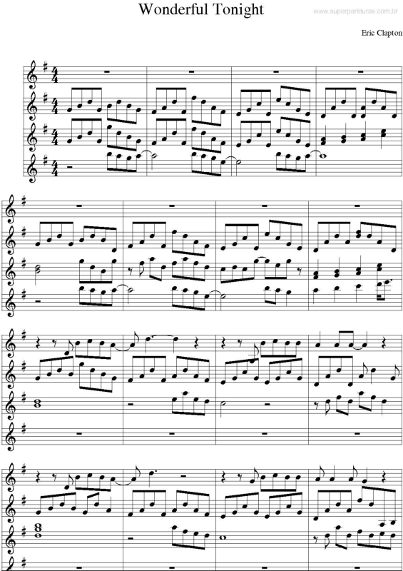 Partitura da música Wonderful Tonight v.3