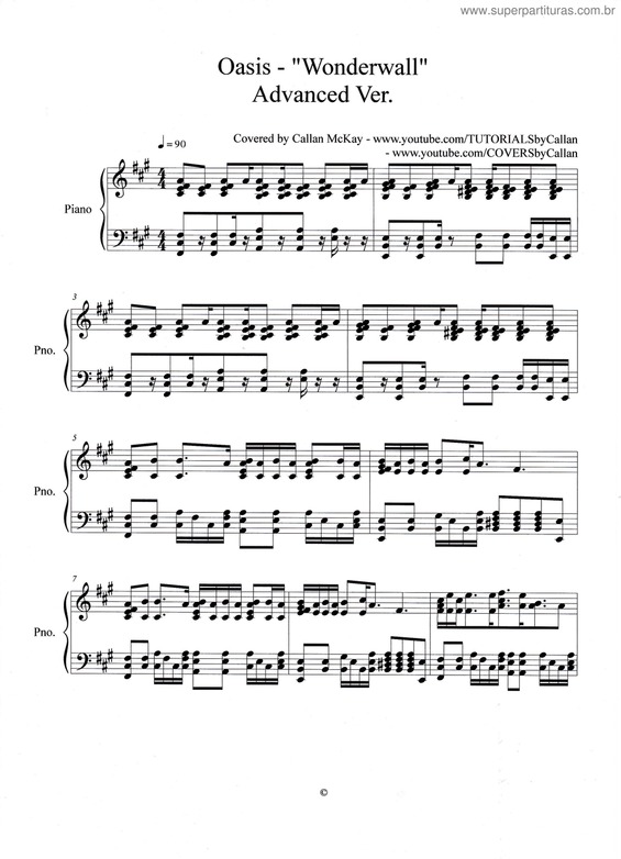 Partitura da música Wonderwall V.10