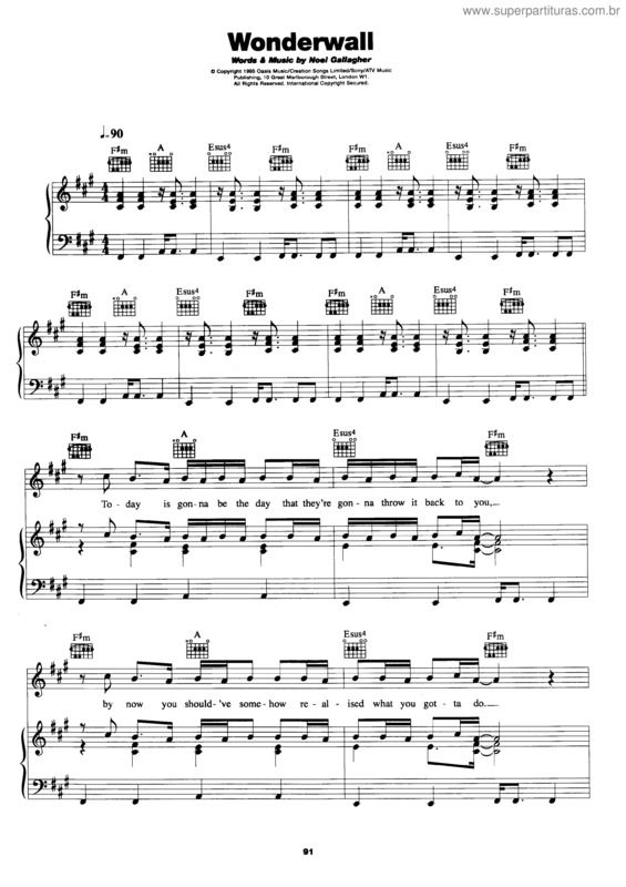 Partitura da música Wonderwall v.12