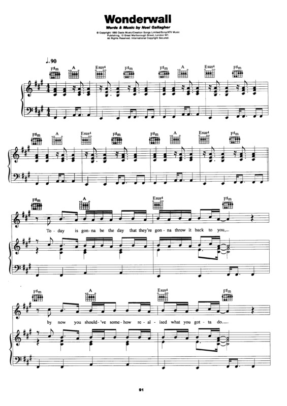 Partitura da música Wonderwall v.13