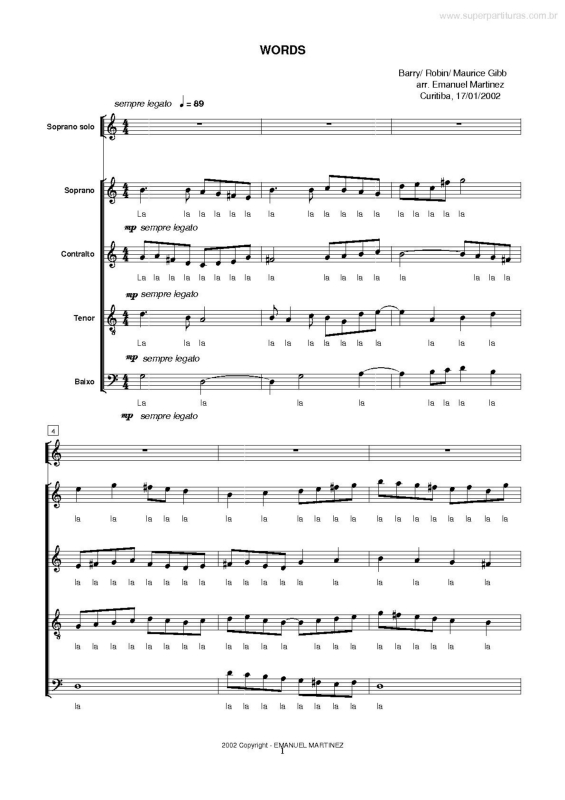 Partitura da música Words v.2