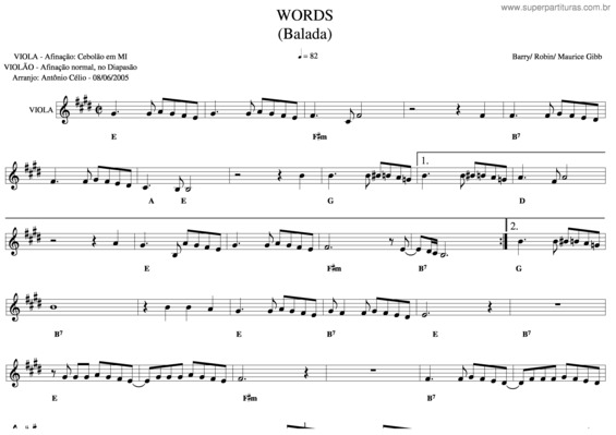 Partitura da música Words v.3