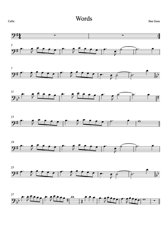 Partitura da música Words v.6