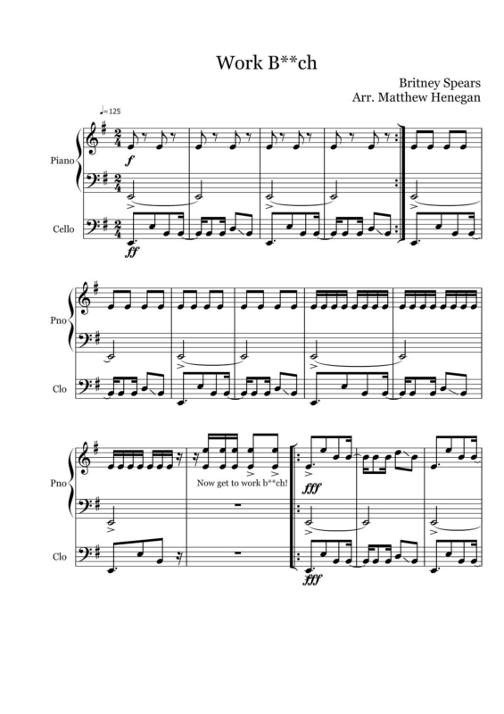 Partitura da música Work Bitch