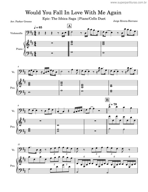 Partitura da música Would You Fall In Love With Me Again – Jorge Rivera–Herrans v.2