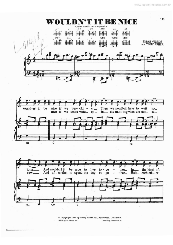 Partitura da música Wouldn`t It Be Nice