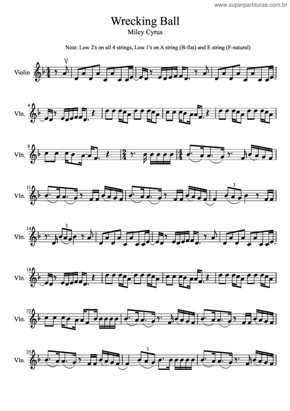 Partitura da música Wrecking Ball v.2