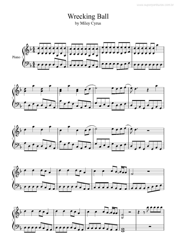 Partitura da música Wrecking Ball v.3