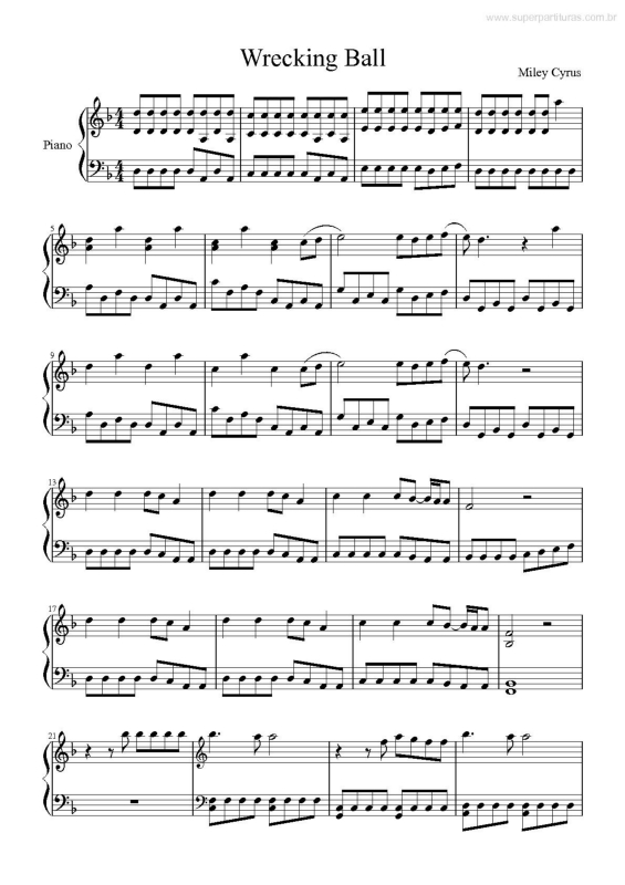 Partitura da música Wrecking Ball