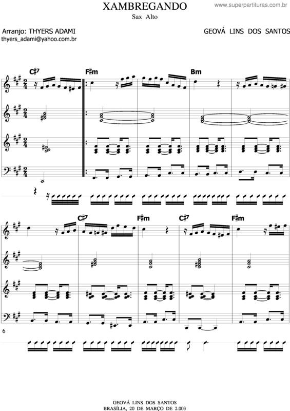 Partitura da música Xambregando