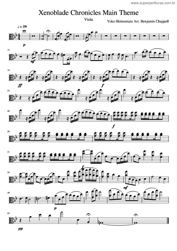 Partitura da música Xenoblade Chronicles Theme Viola