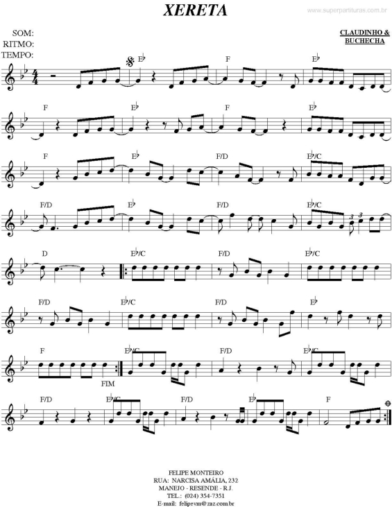 Partitura da música Xereta