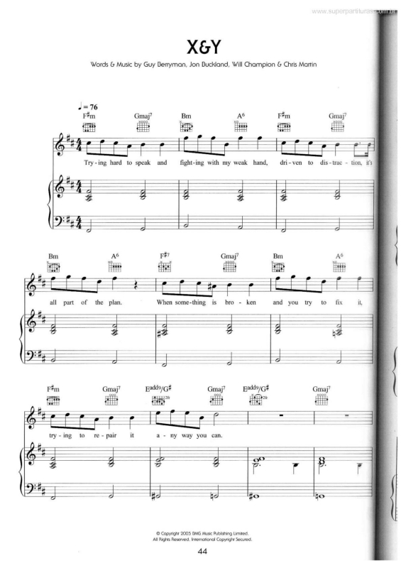 Partitura da música XeY