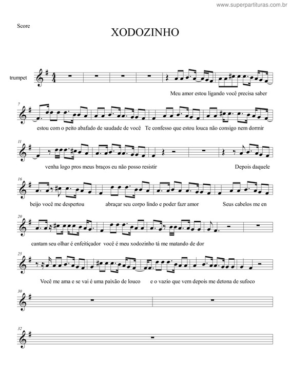 Partitura da música Xodozinho