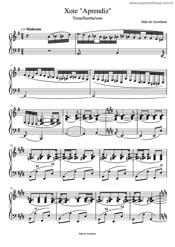 Partitura da música Xote Aprendiz