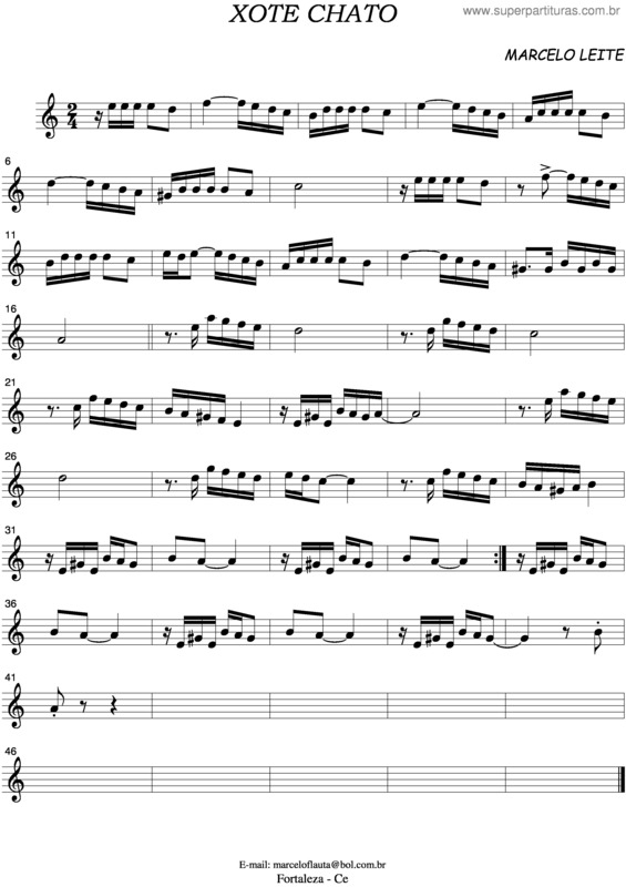 Partitura da música Xote Chato