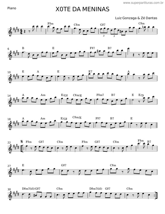 Partitura da música Xote Das Meninas v.33