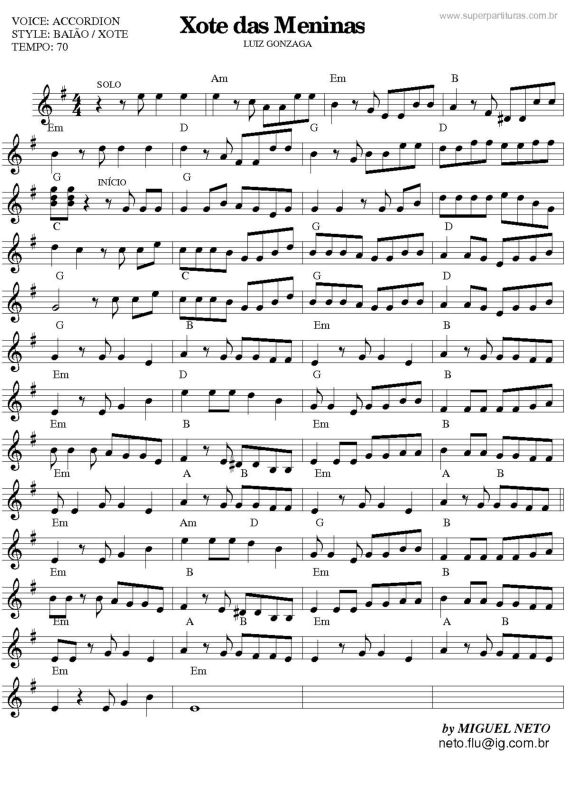 Partitura da música Xote Das Meninas v.4