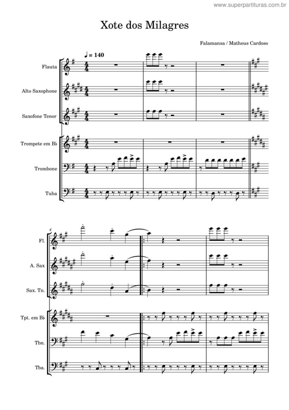 Partitura da música Xote Dos Milagres – Falamansa v.3