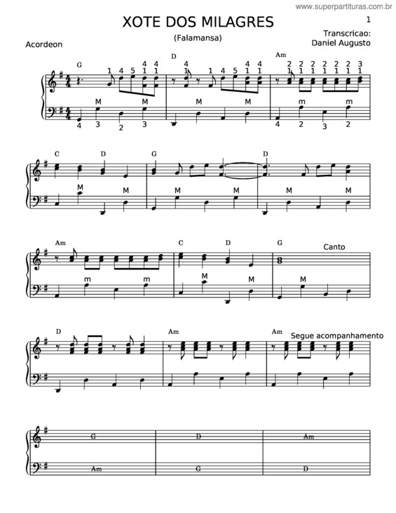 Partitura da música Xote Dos Milagres – Falamansa