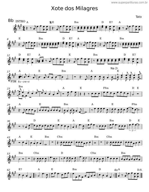Partitura da música Xote Dos Milagres – Tato