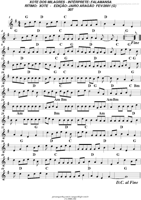 Partitura da música Xote dos milagres v.2