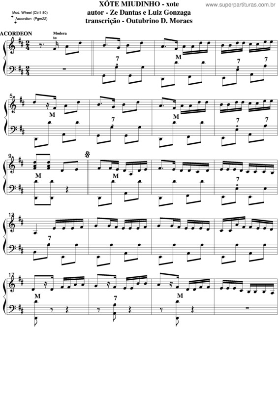 Partitura da música Xote Miudinho v.2