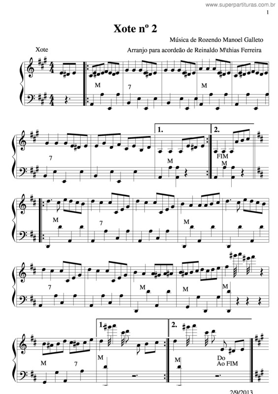 Partitura da música Xote Nº2