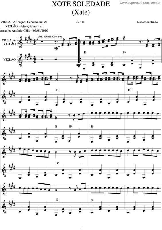 Partitura da música Xote Soledade v.2