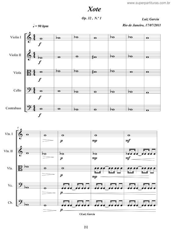 Partitura da música XOTE