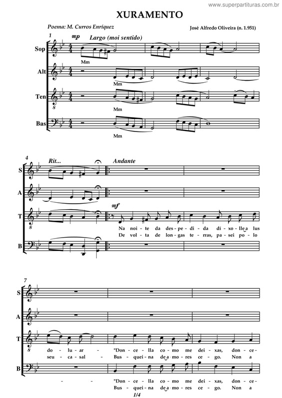 Partitura da música Xuramento