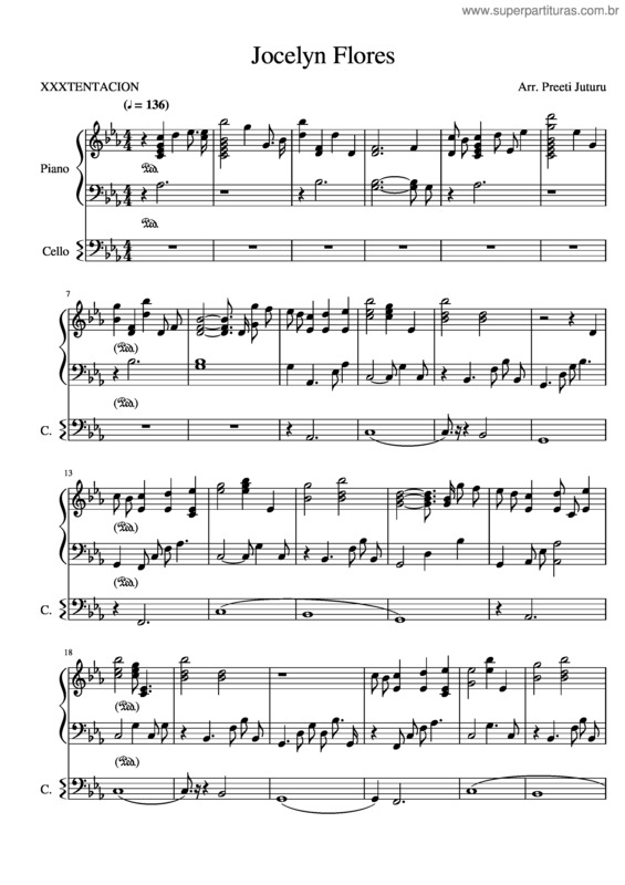 Partitura da música Xxxtentacion Jocelyn Flores