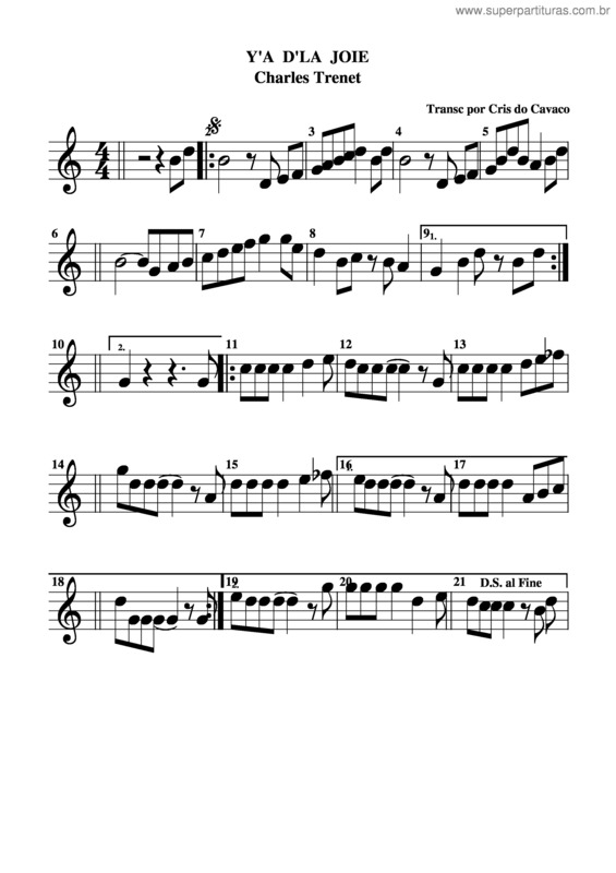 Partitura da música Y`A D`La Joie v.2