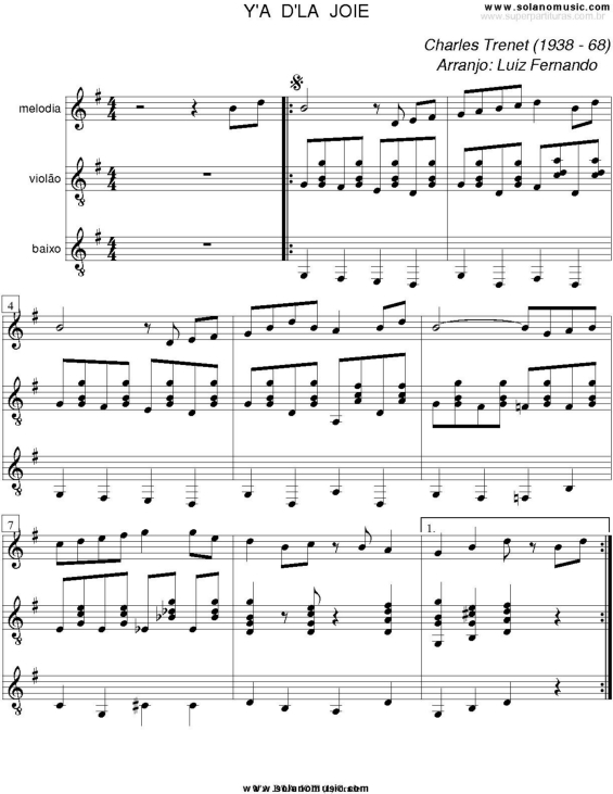 Partitura da música Y`a D`la Joie