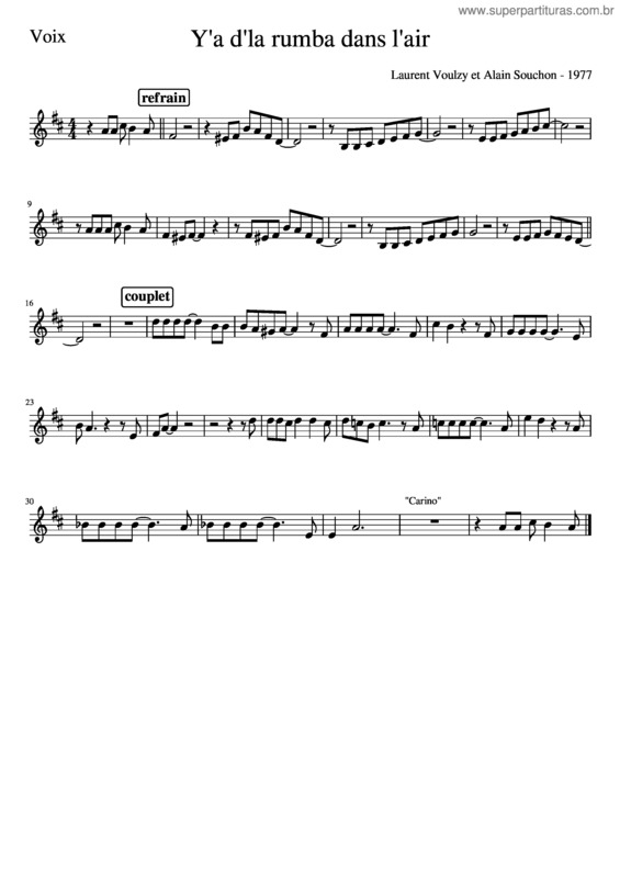 Partitura da música Y A D La Rumba Dans L Air Voix