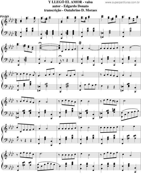 Partitura da música Y Llegó El Amor