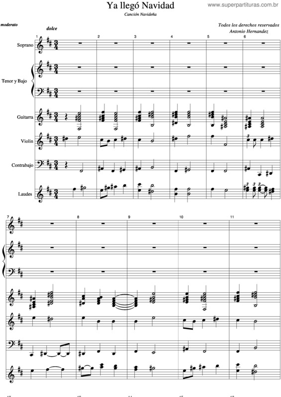 Partitura da música Ya Llegó Navidad