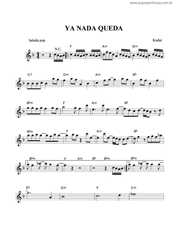 Partitura da música Ya Nada Queda