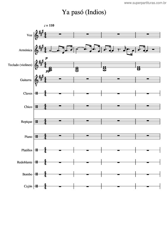 Partitura da música Ya Pasó