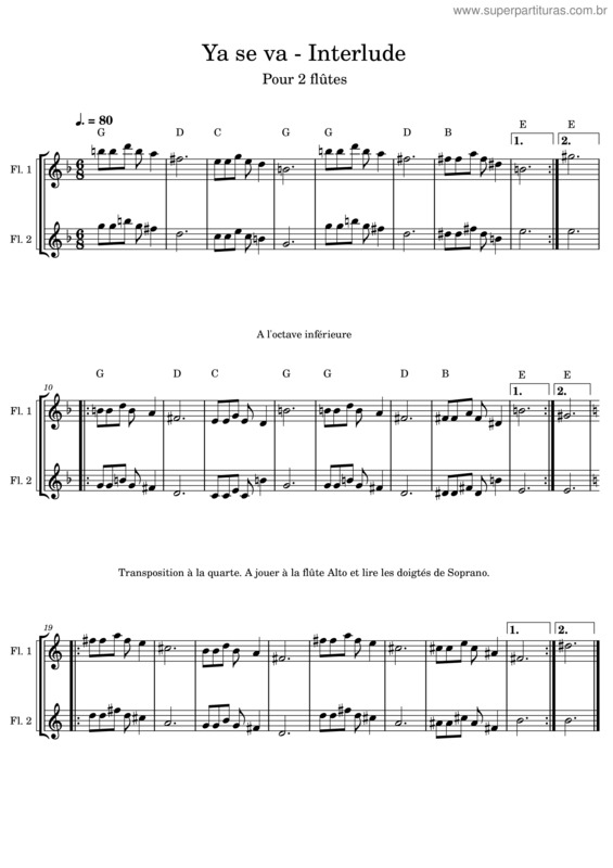 Partitura da música Ya Se Va – Chant Traditionel Chilien Ya Se Va – Interlude