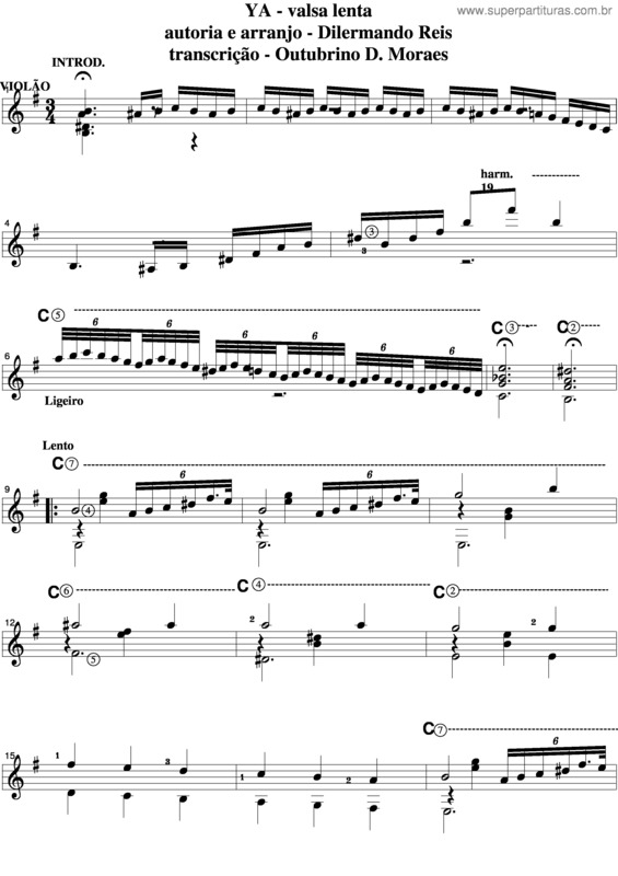 Partitura da música Ya