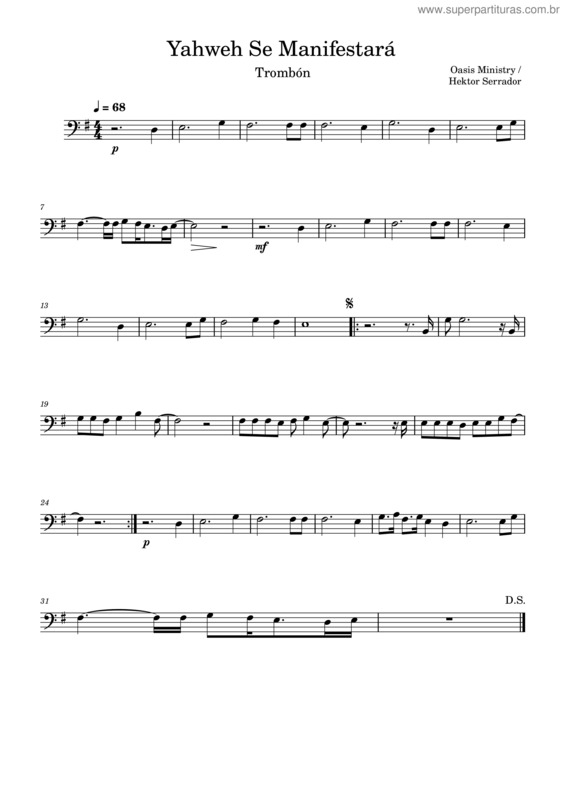 Partitura da música Yahweh Se Manifestará – Oasis Ministry Yahweh Se Manifestará–Oasis Ministry
