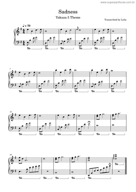 Partitura da música Yakuza 5 Substory – Sadness