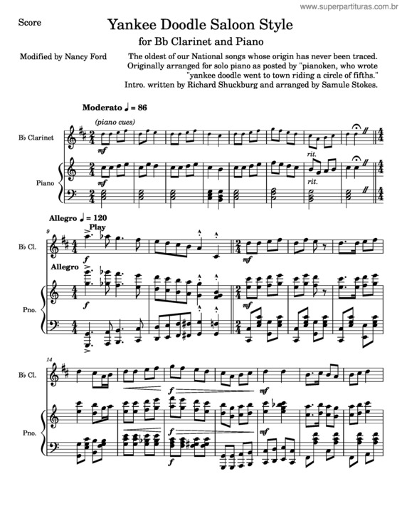 Partitura da música Yankee Doodle Saloon Style –