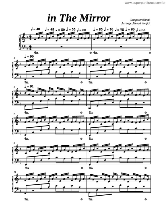 Partitura da música Yanni–In The Mirror v.2