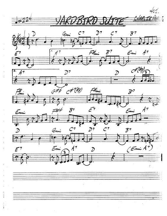 Partitura da música Yardbird Suite v.2