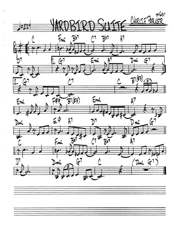 Partitura da música Yardbird Suite v.6