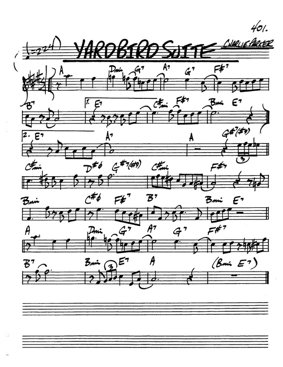 Partitura da música Yardbird Suite