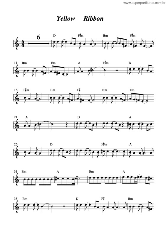 Partitura da música Yellow Ribbon