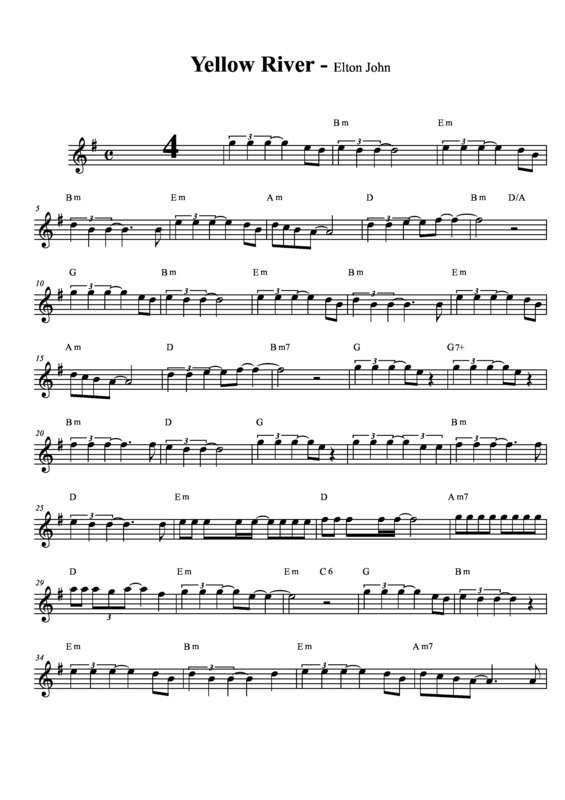 Partitura da música Yellow River v.3